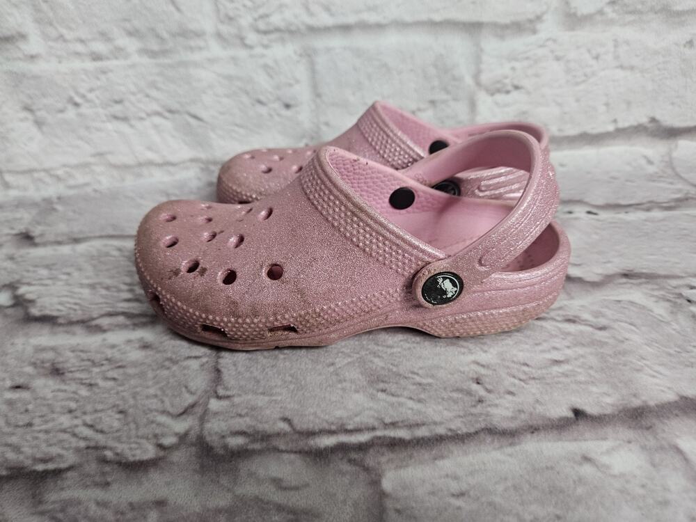 Crocs Girls Youth Size 12 Pink Sparkly Shoes